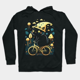 Cute Cottagecore Aesthetic Cat Mushroom Bicycle Hoodie